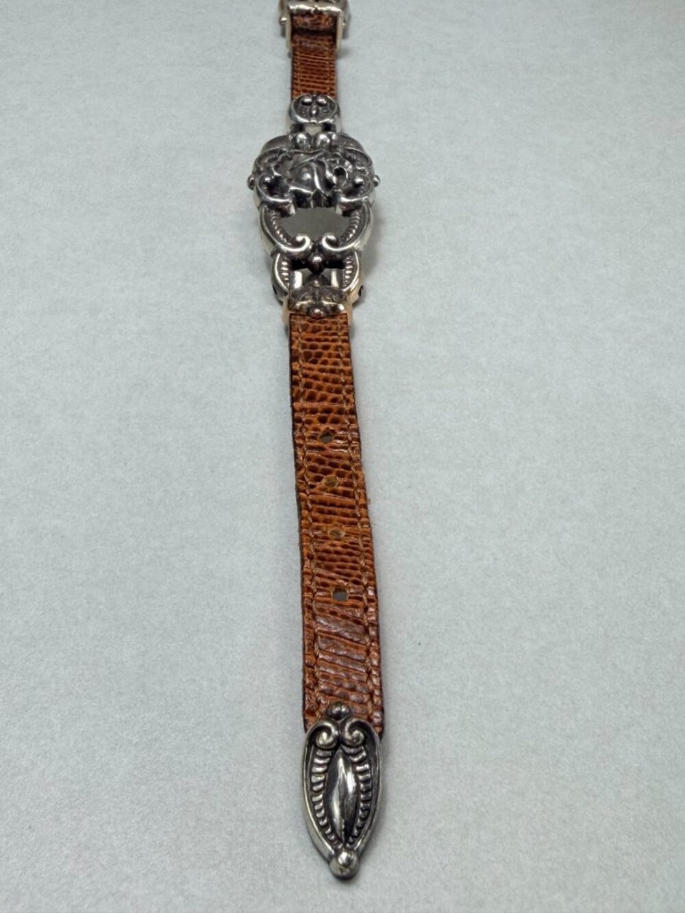 Brown Leather & Silver Vintage Brighton Bracelet 90's Western Style Size 8.5 - Picture 4 of 9